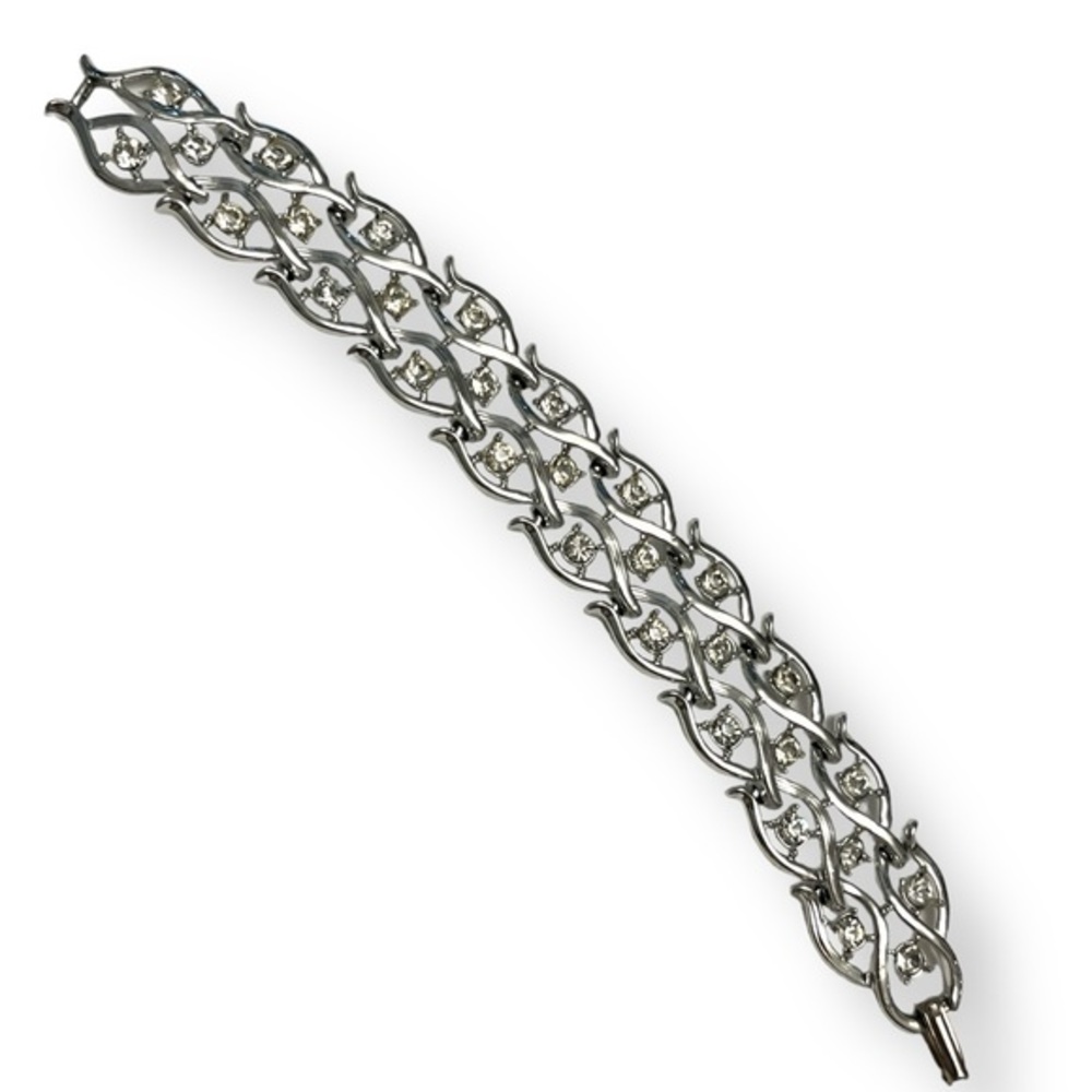 Beautiful Silver-tone Bracelet Clear Sparkling Stones